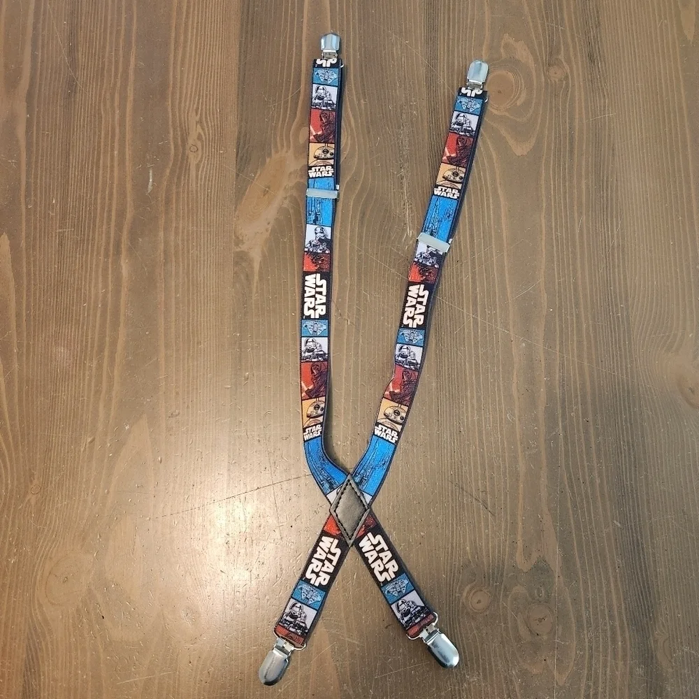 Star Wars Elastic Adjustable Clip-on Kids Suspenders Great Condition Multi-Color